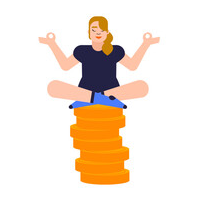 Woman relax yoga coins