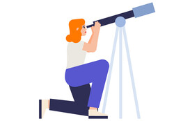 Woman telescope scene